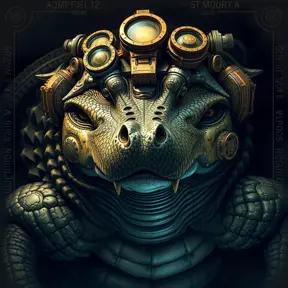 Steampunk portrait of a Crocodile, inspired by future technology, Highly Detailed, Steampunk by Stanley Artgerm Lau
