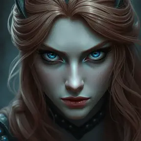 Ariel, blue eyes, Intricate Artwork, Intricate Details, Half Body, Beautiful, Matte Painting, Sharp Focus, Portrait, Fantasy, Threatening by Stefan Kostic