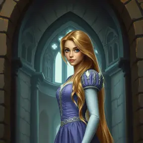 Rapunzel inside a castle, Ultra Detailed, Half Body, Beautiful, Matte Painting, Sharp Focus, Portrait, Fantasy