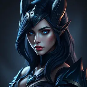 Matte portrait of the beautiful Vex from League of Legends in dark blue, Highly Detailed, Intricate, Realistic, Sharp Focus, Volumetric Lighting, Fantasy, Elegant