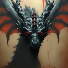 Dragon with red eyes, Gothic and Fantasy, Matte Painting