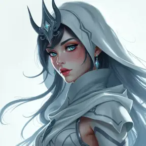 Matte portrait of a mysterious Fiora from League of Legends in white, Intricate, Half Body, Sharp Focus, Anime, Elegant by Stefan Kostic