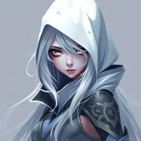 Matte portrait of a mysterious Fiora from League of Legends in white, Intricate, Half Body, Sharp Focus, Anime, Elegant by Stefan Kostic