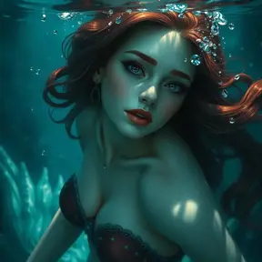 Ariel the mermaid underwater, Ultra Detailed, Half Body, Beautiful, Matte Painting, Sharp Focus, Portrait, Fantasy by Stefan Kostic