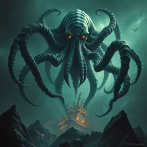 Cthulhu monster, Eldritch, Fantasy, Apocalyptic, Doom, Dreadful, Forbidding, Frightful, Harrowing, Ominous, Shocking, Terrifying, Threatening, Unnerving
