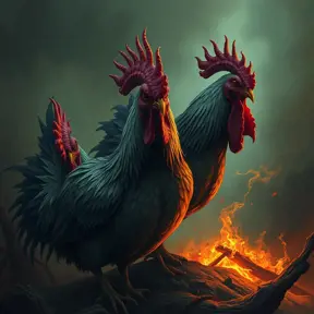 evil chickens of doom, Eldritch, Fantasy, Apocalyptic, Doom, Dreadful, Forbidding, Frightful, Harrowing, Ominous, Shocking, Terrifying, Threatening, Unnerving