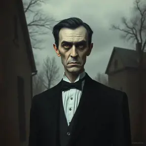 American Gothic Gomez Addams, Gothic and Fantasy, Half Body, Portrait, Threatening by Stefan Kostic