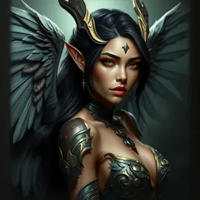 Alluring matte portrait of a beautiful Nidalee with wings, Highly Detailed, Intricate, Half Body, Realistic, Sharp Focus, Volumetric Lighting, Fantasy, Elegant by Stanley Artgerm Lau