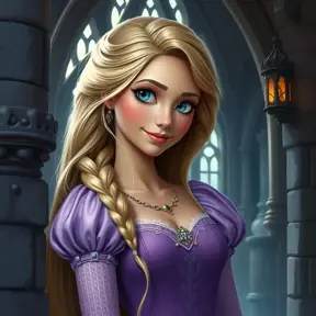 Matte portrait of Disney's Rapunzel inside a castle, Ultra Detailed, Half Body, Beautiful, Matte Painting, Sharp Focus, Portrait, Fantasy by Stanley Artgerm Lau