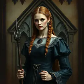 American Gothic Merida of DunBroch, Gothic and Fantasy, Half Body, Portrait, Threatening