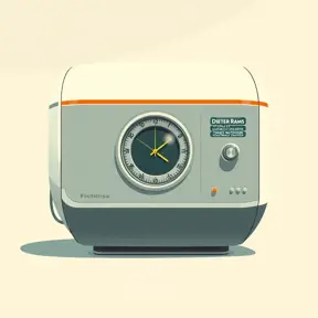 A Time Machine designed by Dieter Rams. stunning industrial design. Natural colors, mid century modern design, Highly Detailed, Vintage Illustration, Retro-Futurism, Sharp Focus, Smooth, Vector Art