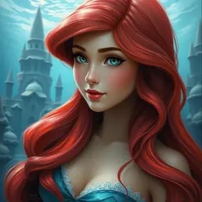 Matte portrait of Disney's Ariel in the under water city of Atlantis, Ultra Detailed, Half Body, Beautiful, Matte Painting, Sharp Focus, Portrait, Fantasy by Stanley Artgerm Lau