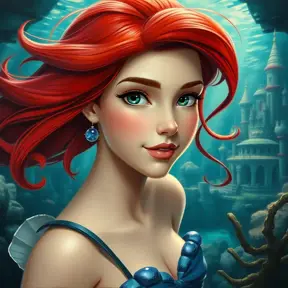 Matte portrait of Disney's Ariel in the under water city of Atlantis, Ultra Detailed, Half Body, Beautiful, Matte Painting, Sharp Focus, Portrait, Fantasy by Stanley Artgerm Lau