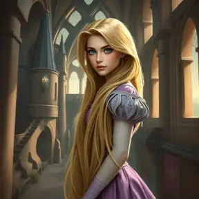 Rapunzel inside a castle, Ultra Detailed, Half Body, Beautiful, Matte Painting, Sharp Focus, Portrait, Fantasy