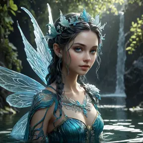 Portrait of a beautiful female water fairy, Highly Detailed, Intricate, Gothic and Fantasy, Epic, Digital Painting, Realistic, Smooth, Volumetric Lighting, Concept Art, Elegant