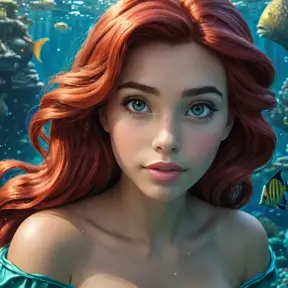 Matte portrait of Disney's Ariel in the under water city of Atlantis, Ultra Detailed, Half Body, Beautiful, Matte Painting, Sharp Focus, Portrait, Fantasy by Stanley Artgerm Lau