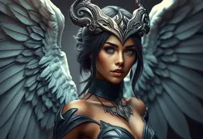 Alluring matte portrait of a beautiful Nidalee with wings, 8k, Highly Detailed, Intricate, Half Body, Realistic, Sharp Focus, Volumetric Lighting, Fantasy, Elegant by Stanley Artgerm Lau, WLOP