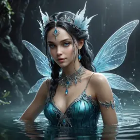 Portrait of a beautiful female water fairy, Highly Detailed, Intricate, Gothic and Fantasy, Epic, Digital Painting, Realistic, Smooth, Volumetric Lighting, Concept Art, Elegant