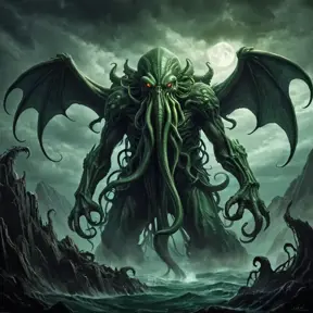 Cthulhu monster, Eldritch, Fantasy, Apocalyptic, Doom, Dreadful, Forbidding, Frightful, Harrowing, Ominous, Shocking, Terrifying, Threatening, Unnerving