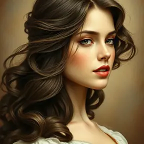 Belle Epoque era beauty with flowing locks, Highly Detailed, Half Body, Gorgeous, Stunning, Elegant