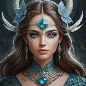 alluring enchantress with hypnotic gaze, intricate face markings, and a mystical presence, Highly Detailed, Half Body, Gorgeous, Stunning, Elegant by Stanley Artgerm Lau, Stefan Kostic