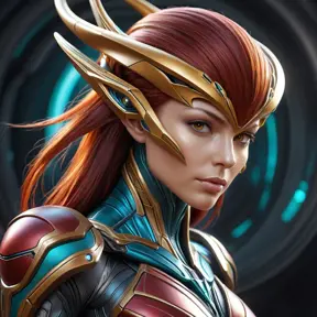 Alluring matte portrait of Star Craft's beautiful red haired Sarah Kerrigan alien Protoss