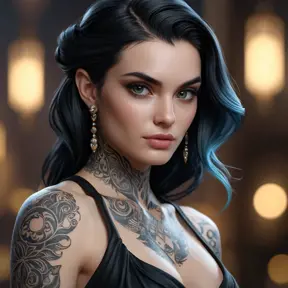 Matte portrait of Morgana with tattoos