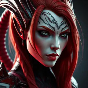 Alluring matte portrait of Star Craft's beautiful red haired Sarah Kerrigan alien Protoss