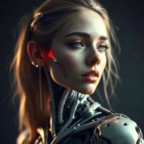 Alluring highly detailed matte portrait of a beautiful cyborg in the style of Stefan Kostic