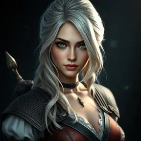 Alluring full body portrait of a beautiful Ciri in Witcher 3 style