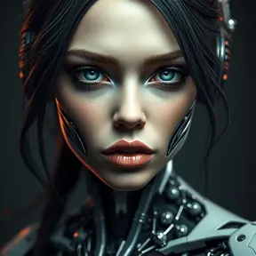 Alluring highly detailed matte portrait of a beautiful cyborg in the style of Stefan Kostic