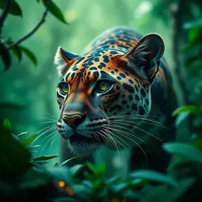 Panther in a green magical forest