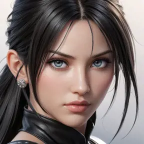 A close-up portrait of Tifa Lockhart, her eyes reflecting a fierce yet compassionate spirit, with intricate details of her clothing and accessories from Final Fantasy VII, bathed in a soft, natural light