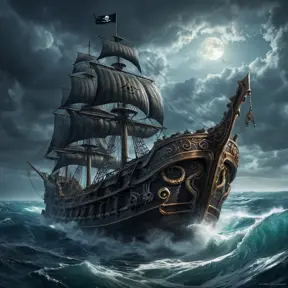 A kraken, tentacles wrapped around a pirate ship, dragging it into the depths of the ocean, dark fantasy, epic scene, dramatic lighting