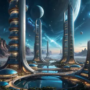 A breathtaking panoramic vista of a colossal, self-sufficient, cylindrical space metropolis, bathed in the ethereal glow of a nearby nebula, with intricate, bioluminescent, architectural marvels, bustling spaceports, and a network of shimmering, interconnecting transit tubes.