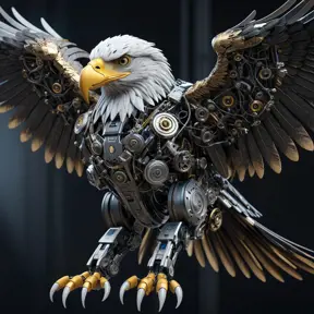 Robotic eagle, wires and gears