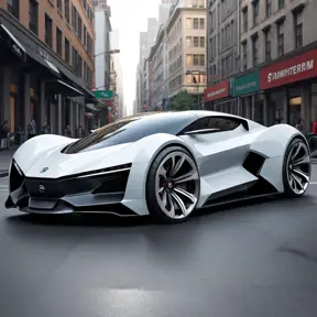 futuristic car with huge wheels and modernized taillights