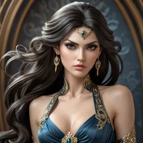 stunning portrait of Bayonetta, elegant pose, flowing hair, captivating eyes, realistic skin texture, dramatic lighting, art nouveau style, intricate details, smooth skin, sharp focus, award winning photography