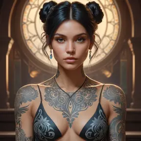 Matte portrait of Lyx with tattoos