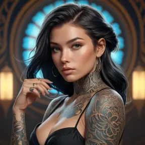 Matte portrait of Lyx with tattoos