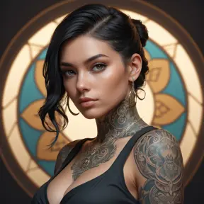 Matte portrait of Lyx with tattoos