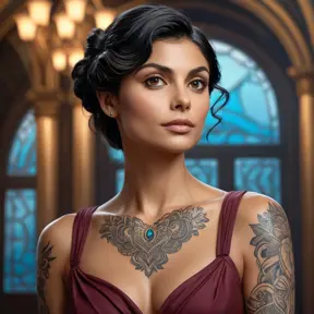 Matte portrait of Morena Baccarin with tattoos